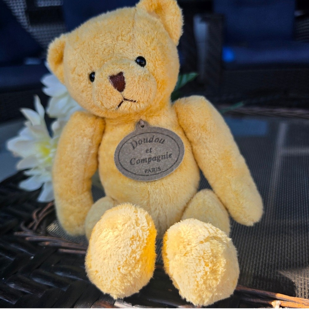 Doudou et Compagnie Paris Yellow Teddy Bear - Rare Ours Collector French Plush